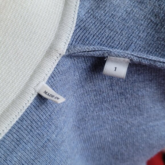 Sandro Polo Collar Knit Top Long Sleeve Contrasting Short Cardigan Top Size 1 - Picture 8 of 11